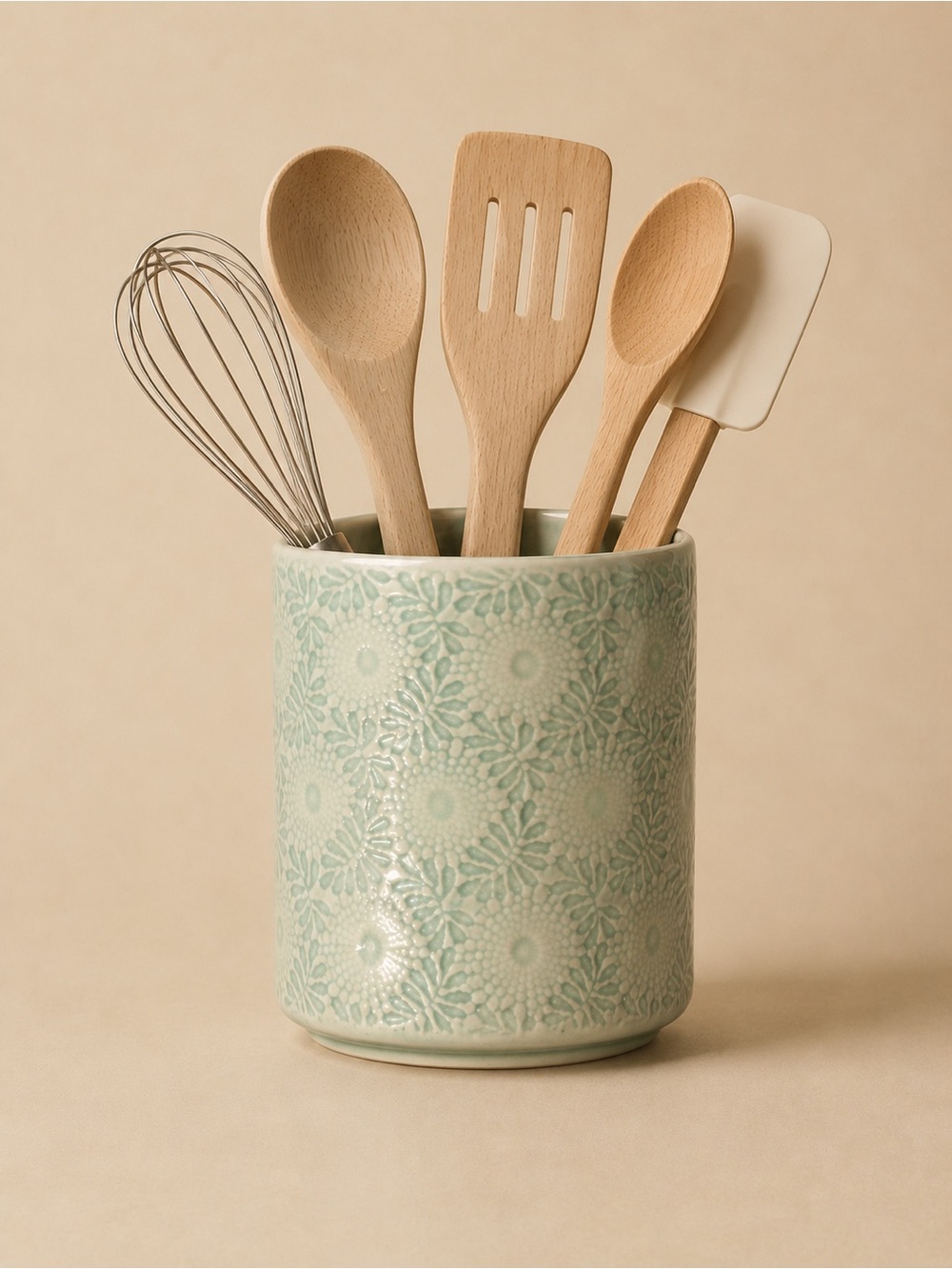 Sur La Table Mint Green Ceramic Embossed Holder